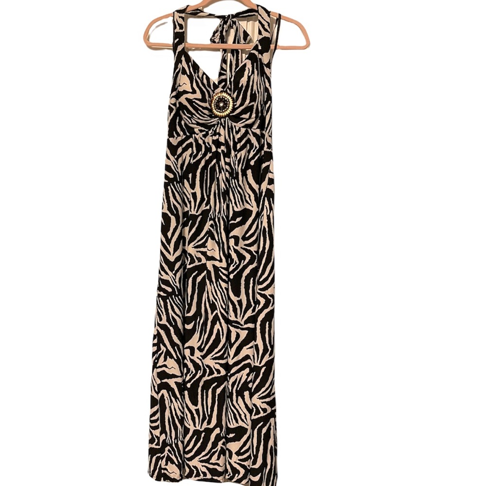 Vibrant Black & White Halter Dress